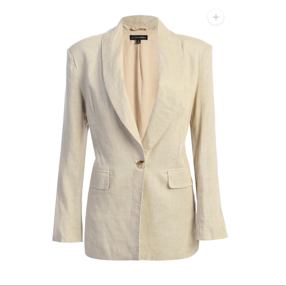 JLUXLABEL Cream Single-Button Shawl Collar Blazer